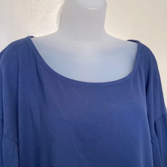 T.la Anthropologie Long Balloon Sleeve Boat Neck jersey blouse oversized size S - Picture 3 of 7